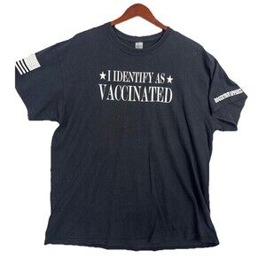 Roger That Apparel I Identify As Vaccinated Graphic T-Shirt Black XL USA Flag